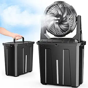 Ausic Portable Misting Fan, 9L 10-inch Outdoor Mist Fans for Outside Patios Cooling, 30000mAh Rechargeable Battery Fan with Water Box, 3 Strong Winds, 3 Spray Mister