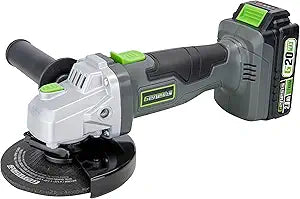 Genesis 20V Cordless Angle Grinder with Battery and Charger, including Metal Grinding Wheel, Tool-Less Wheel Guard, Auxiliary Handle, 2 Year Warranty (GLAG2045B)