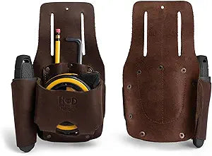 Hide & Drink, Tape & Knife Holder, Marking and Measuring Pouch, Tool Case, Screwdriver Holster, Pocket Belt Pouch, Full Grain Leather, Handmade
