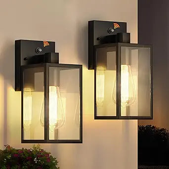 WIHTU Outdoor Porch Lights Fixtures Wall Mount, Dusk to Dawn Outdoor Lighting Fixtures for House, Sensor Exterior Wall Lights, Waterproof Sconce Outside Lamp, Anti Rust Wall Lantern for Garage