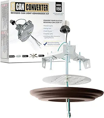 The Can Converter R56 Recessed Can Light Conversion Kit w/ 7" Beveled Ceiling Medallion - Home Improvement for 5" & 6" Cans, Ceiling Fan & Light Fixture Converter Kit, UL Certified, Oil Rubbed Bronze