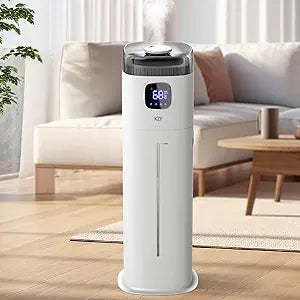 KZF Large Humidifier for Bedroom, 9L/2.5Gallon Ultrasonic Cool Mist Humidifier with Humidistat, 360┬░Nozzle, 350ML/H Big Mist Level, Suitable for Kids Room Livingroom Yoga Office Plant∩╝White