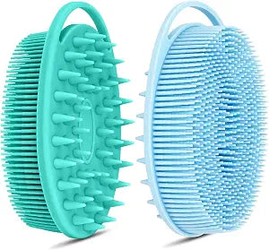 2PCS Silicone Body Scrubber, Blue & Green
