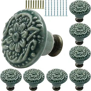 Murtenze 8PCS Green Ceramic Knobs Vintage Handles