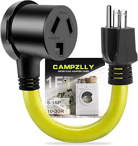 Dryer Adapter Cord, NEMA 5-15P Male to 10-30R Female Power Adapter, Heavy Duty STW 10 Gauge Only for 15 Amp 120V Dryer, 12Inch, ETL Listed