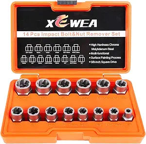 XEWEA 14PCS 3/8" Drive Impact Bolt Nut Extractor Set