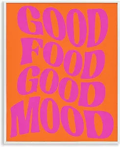 Good Food Mood Typography, 11 x 14 Inch Framed Gicle Print