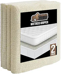 GORILLA GRIP Non Slip Mattress Gripper, Prevents Mattresses from Sliding and Holds Bed in Place, Pad Grips Beds, Sofa, Couch, Chair Cushions and Helps Keep Topper from Slipping, 2 Pack Pads, Twin XL