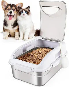 ALL FOR PAWS Stainless Steel Pet Food Storage Container with Airtight Lid & Scoop, 304 Stainless Metal Storage Bin for Small Dog Food&Treats, Cat Food, Bird Seed, Up to 11 Lbs,Keep Fresh,Easy to Clean