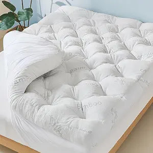 5 Inch Twin Mattress Topper Viscose Derived from Bamboo,Gel Memory Foam Fillings for Pain Relief,Extra Thick Pillow Top Mattress Pad Twin Size,Cooling for Hot Sleepers,White