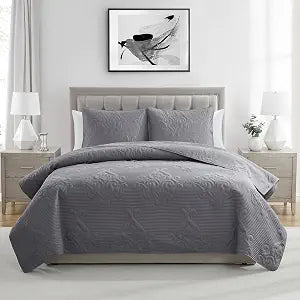 VCNY Home Solomun Quilt Set, Queen/Full 3-Piece, Grey