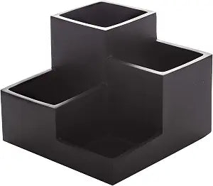 BINO | Multi Purpose 4 Compartment Organizer - Make up Organizer for Vanity - Makeup Holders for Bathroom - Toiletry Countertop - Toothbrush and Bathroom Accessories Holder - Matte Black