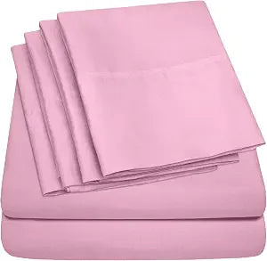 Sweet Home Collection Queen Sheets Pink - 6 Piece 1500 Supreme Collection Fine Brushed Microfiber Deep Pocket Queen Sheet Set Bedding - 2 Extra Pillow Cases, Great Value, Queen, Pink (Pack of 1)