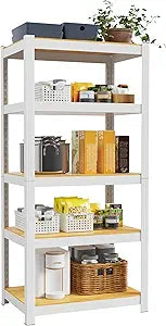 5 Tier 24" W x 16" D x 60" H Storage Shelves White Metal Garage Shelving 1500LBS White Pantry Shelves Heavy Duty Shelving Adjustable Utility Rack for Closet Kitchen Garage Office