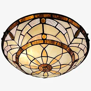 ARTZONE Tiffany Ceiling Lights, Stained Glass Ceiling Light 2-Lights 12 Inch Tiffany Flush Mount Ceiling Light for Bedroom Dining Living Room Entryway Foyer