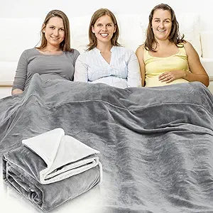 Preboun 86.6 x 86.6 Inch Large Faraday Blanket for Protection Pregnant Babies, Blocker Blanket Two Sides Using for Beds Couches Travel (Flannel, Grey)