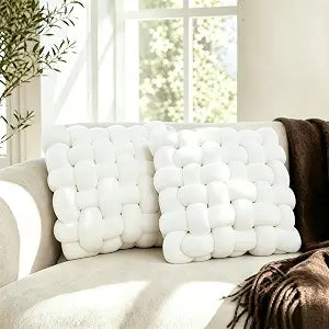 2PCS Decorative Knot Throw Pillows for Couch and Sofa, Soft Accent Pillows for Bed and Chair, Modern Home Decor for Living Room, Bedroom, Dorm and Nursery 12 inches * 13 inches (White)