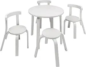 Svan Kids Wooden Table & Chair Set w 3 Chairs & Adult Stool- Playroom Furniture & Art Activity Center for Boys, Girls & Toddlers- 100% Wood- Modern Design Table for Daycare School Classrooms or Gift