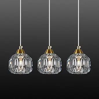 Weesalife Crystal Chandeliers for Dining Room Lights Fixture Over Table, 3 Pack Gold Modern Pendant Light FixtureCrystal Pendant Lighting for Kitchen Island Bathroom Bar