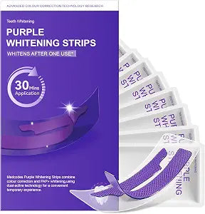 Purple Teeth Whitening Strips, Free from Harsh Peroxides, Mint, 32 Strips