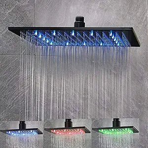 NeierThodore LED 16 Inch Square Shower Head Replacement with Rotatable BallOil Rubbed Bronze