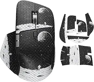 Mouse Grip Tape for Logitech MX Master 4 Wireless Mouse, Anti-Slip Sweat-Resistant Sticker, 0.8mm Ultra-Thin Pre-Cut Skin, Self-Adhesive Residue-Free Protective Wrap (Earth Pattern)