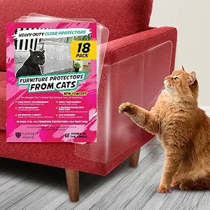 18 Pack Cat Scratch Furniture Protector Sheets  Clear Couch & Sofa Guard from Cat Claws  Easy Apply, Removable, with Twist Pins (9 XL + 9 Large)