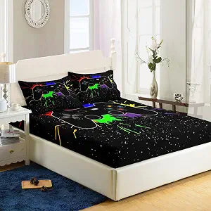 AILONEN Gamer Fitted Sheet Twin Size,Gaming Bedsheets Set,Gamepad Bed Sheet Set for Boys,Boys Video Games Bedding Set,1 Fitted Sheet and 2 Pillow Case,3 Piece