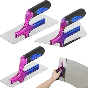 yeesport 3 PCS Stainless Steel Plaster Trowels, Drywall Trowel, Ergonomic Handle Art Painting Finishing Tool, Venetian Plaster Tools