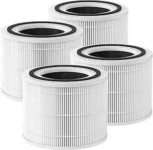 4 Pack 240 Replacement Filter Compatible with Puro 240 Air Purifier, 3-in-1 Air Purifier Filter with Activated Carbon Filters