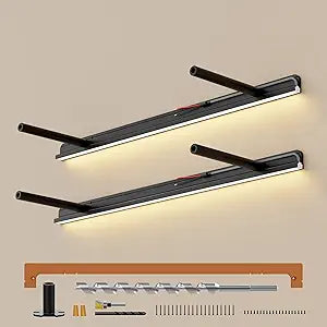 2pcs LED Floating Shelf Bracket with Lights, Hidden Floating Shelf Hardware with Integrated Lighting, Create Warm 2700K Lighted Wall Shelf, Heavy Duty Fireplace Mantel Brackets,150lbs (22x6x1.2)