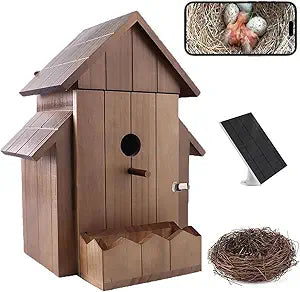 Smart Bird House with Camera, 1080p HD 2.4G WiFi Outdoor Bird Box. Features Auto Capture Bird Video & Motion Detection, Night Vision, App Alerts and Serves as a Bird Nesting Box (Dark, Normal)