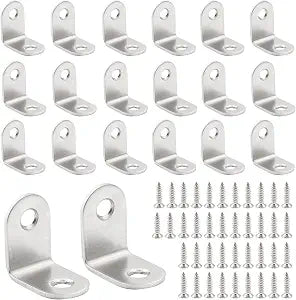 Waziaqoc L Brackets Corner Brace, Silver, 1 x 1 Inch, 20Pcs