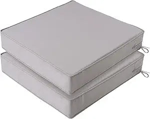Battilo 19" x 19" x 3" Outdoor Chair Cushions, Waterproof Fade Resistant Outdoor Seat Cushion for Patio Furniture, Patio Chair Cushion with Removable Cover for Garden Sofa Couch, 2 Pack, Grey