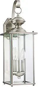 Generation Lighting 8468-965 Jamestowne Transitional Two - Light Outdoor Wall Lantern Outside Fixture, Antique Brushed Nickel Finish,Silver, 1-Light, cETL Listed, Safety Rated for Wet Locations