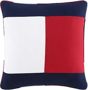 Tommy Hilfiger - Decorative Pillow, Luxurious Cotton Seersucker Throw Pillow with Zipper Closure, Ideal for Couch or Bed (Flag Navy, 20" x 20")