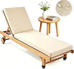 Chaise Lounge Cushions Outdoor 72x21.2x3.6 Inch, Waterproof and Fade Resistant Chair Cushions for Outdoor Furniture Replacement, Thickened Patio Pool Lounger Pads with 4 Ties for Pool Deck Lawn, Mika