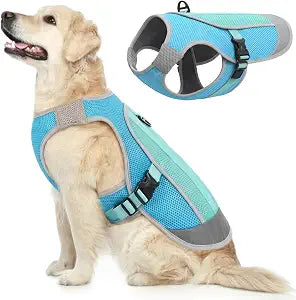 Kuoser Dog Cooling Vest for Summer, Lightweight Dog Cooling Harness Shirt with Breathable Mesh, Reflective Cooler Jacket Pet Cool Vest for Small Medium Large Dogs, Hot Weather, Beach, Hiking, Walking