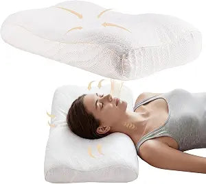 Cervical Memory Foam Pillow for Sleeping, Ergonomic Neck Pain Relief Support for Side, Back, and Stomach Sleepers, Breathable Contoured Design