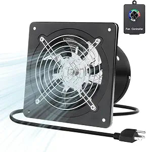 6 inch variable speed exhaust fan, 353CFM Ventilation Fan, 110V Wall Mounted Extractor with Speed Controller for Kitchen, Smoking Room, Bathroom, Attic, Garage (Black)