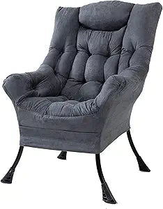 Explore Land Living Room Single High Back Lazy Chair Modern Upholstered Accent Chair (Cool Grey)