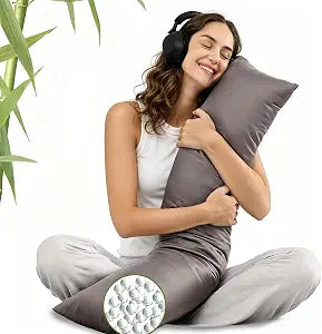 ZonLi Cooling Weighted Body Pillow for Deep Sleep and Mood Relaxation (41" x 10") 6.5lbs, Washable Bamboo Cover, Quilted Glass Beads Weighted Pillows for Bedroom, Sofa, Adults, Side and Hot Sleepers