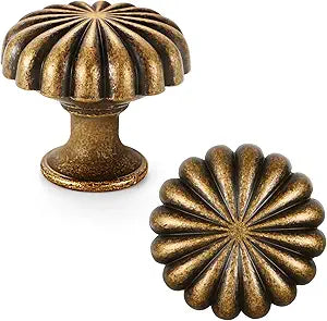 20 Pack Antique Brass Cabinet Knobs for Kitchen Cabinets and Dresser DrawersZinc Alloy Hardware Handles PullsVintage Cupboard Drawer Knob