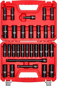 VEVOR 1/2" Drive Impact Socket Set, 29-Piece Deep Sockets