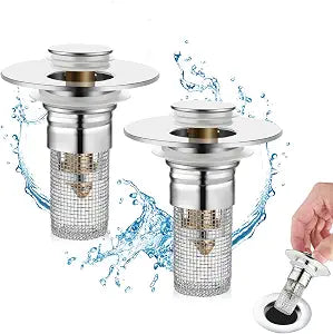 2 Pack Bathroom Sink Stopper for 1.06-1.50in (Silver)