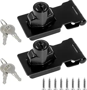 Jiozermi 2 Pack 2.5 Inch Hasp Locks with Keys, Flat Black