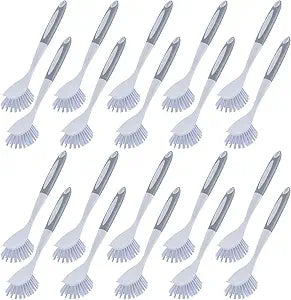 Hsei 20 Pcs Gray Kitchen Scrub Dish Brush Bulk with 11 Inch Handle Cleaning Dish Scrubber with Stiff Bristles Washing Scrub Brushes for Housekeeping for Pots and Pans, Kitchen Sink