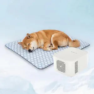 Pet Pad Cooling System for Summer, Consistent Cooling Water Mat for Dogs and Cats, No Refrigeration or Chemical Gel Needed, Machine Washable Bed, Ideal for Home and Crates (White Blue, 35" x 23")