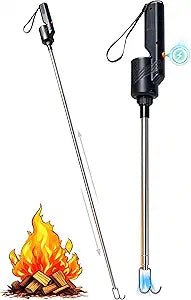 Upgraded Telescoping Fire Blower, Fire Stick, Fireplace Blower, Fire Poker, Blow Poke Fireplace Tool, Electric Bellows, Portable Collapsible 2-in-1 Tool, for Bonfire, Camping, Fire Pit Etc.