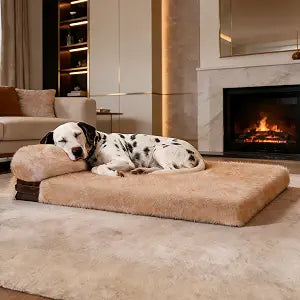 2XL Orthopedic Dog Bed with Washable Cover, Plush Faux Fur Pet Sofa, Egg Crate Foam Support for Senior Dogs, Machine Washable Crate Pad, 43.3"x31.5"x3.8"